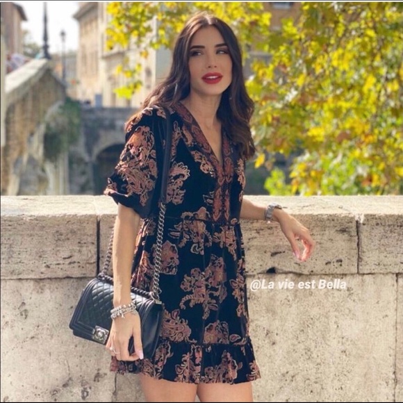 Zara velvet trim dress ✨ - Picture 3 of 14